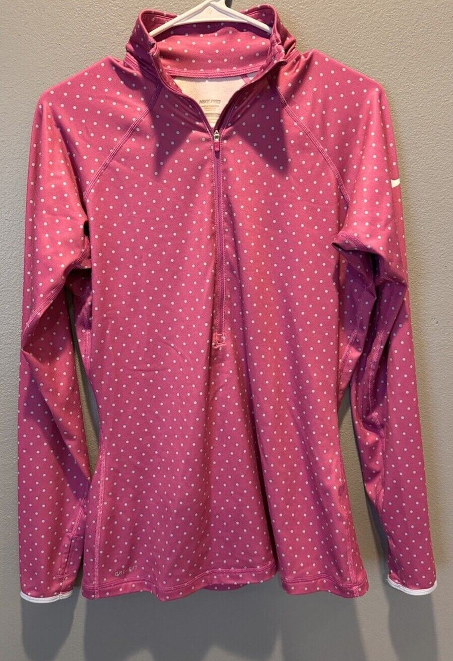 Nike Pro Jacket Women's Large Half Zip Running Thumbholes Pullover Pink Size L